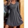 imageAcelitt Womens Fall Dresses 2025 Beach Casual Long Sleeve Loose Sundress Flowy Babydoll Mini DressDark Grey
