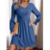 imageAcelitt Womens Fall Dresses 2025 Beach Casual Long Sleeve Loose Sundress Flowy Babydoll Mini DressReal Teal