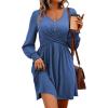imageAcelitt Womens Fall Dresses 2025 Beach Casual Long Sleeve Loose Sundress Flowy Babydoll Mini DressReal Teal