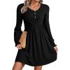imageAcelitt Womens Fall Dresses 2025 Beach Casual Long Sleeve Loose Sundress Flowy Babydoll Mini DressBlack