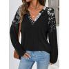 imageAcelitt Sweaters for Women V Neck Casual Knit Long Sleeve Tops Lightweight Pullover Clothes Fall Fashion Outfits 2025Black