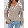 imageAcelitt Sweaters for Women V Neck Casual Knit Long Sleeve Tops Lightweight Pullover Clothes Fall Fashion Outfits 2025Parchment