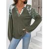 imageAcelitt Sweaters for Women V Neck Casual Knit Long Sleeve Tops Lightweight Pullover Clothes Fall Fashion Outfits 2025Vineyard Green