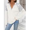 imageAcelitt Sweaters for Women V Neck Casual Knit Long Sleeve Tops Lightweight Pullover Clothes Fall Fashion Outfits 2025White
