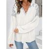 imageAcelitt Sweaters for Women V Neck Casual Knit Long Sleeve Tops Lightweight Pullover Clothes Fall Fashion Outfits 2025White