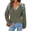 imageAcelitt Sweaters for Women V Neck Casual Knit Long Sleeve Tops Lightweight Pullover Clothes Fall Fashion Outfits 2025Vineyard Green