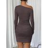 imageAcelitt Fall Off The Shoulder Dresses for Women 2025 Long Sleeve Ruched Bodycon Cocktail Party Mini DressSize Down01desert Palm