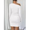 imageAcelitt Fall Off The Shoulder Dresses for Women 2025 Long Sleeve Ruched Bodycon Cocktail Party Mini DressSize Down01white