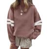 imageAcelitt Women Casual Long Sleeve Crewneck Color Block Sweatshirts PulloverSXXLPink