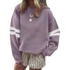 imageAcelitt Women Casual Long Sleeve Crewneck Color Block Sweatshirts PulloverSXXLPurple