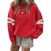 imageAcelitt Women Casual Long Sleeve Crewneck Color Block Sweatshirts PulloverSXXLRed