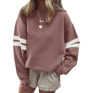 imageAcelitt Women Casual Long Sleeve Crewneck Color Block Sweatshirts PulloverSXXLPink