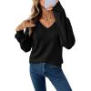 imageAcelitt Womens Tops Long Sleeve Lightweight Shirts 2025 Fall Fashion Clothing Trendy Tops V Neck Knit Basic TeeBlack