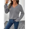 imageAcelitt Womens Tops Long Sleeve Lightweight Shirts 2025 Fall Fashion Clothing Trendy Tops V Neck Knit Basic TeeLight Gray