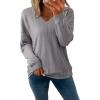 imageAcelitt Womens Tops Long Sleeve Lightweight Shirts 2025 Fall Fashion Clothing Trendy Tops V Neck Knit Basic TeeLight Gray