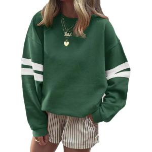 imageAcelitt Women Casual Long Sleeve Crewneck Color Block Sweatshirts PulloverSXXLDrak Green
