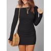 imageAcelitt Cocktail Dresses for Women Early Fall Fashion Off The Shoulder Long Sleeve Dress Sexy Bodycon Club OutfitsBlack