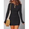 imageAcelitt Cocktail Dresses for Women Early Fall Fashion Off The Shoulder Long Sleeve Dress Sexy Bodycon Club OutfitsBlack