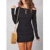 imageAcelitt Cocktail Dresses for Women Early Fall Fashion Off The Shoulder Long Sleeve Dress Sexy Bodycon Club OutfitsBlack