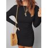 imageAcelitt Cocktail Dresses for Women Early Fall Fashion Off The Shoulder Long Sleeve Dress Sexy Bodycon Club OutfitsBlack