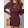imageAcelitt Cocktail Dresses for Women Early Fall Fashion Off The Shoulder Long Sleeve Dress Sexy Bodycon Club OutfitsBurgundy