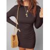 imageAcelitt Cocktail Dresses for Women Early Fall Fashion Off The Shoulder Long Sleeve Dress Sexy Bodycon Club OutfitsChicory Coffee
