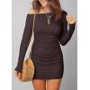 imageAcelitt Cocktail Dresses for Women Early Fall Fashion Off The Shoulder Long Sleeve Dress Sexy Bodycon Club OutfitsChicory Coffee