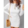 imageAcelitt Cocktail Dresses for Women Early Fall Fashion Off The Shoulder Long Sleeve Dress Sexy Bodycon Club OutfitsWhite