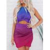 imageAcelitt Summer Dresses for Women 2025 Cut Out Twist Front Ruched Wrap Bodycon Mini Dress Beach Vacation Outfits ClothesMulticolor