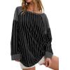 imageAcelitt Women Casual Striped Long Sleeve Crewneck Pullover Tshirts TopsSXXLBlack