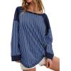 imageAcelitt Women Casual Striped Long Sleeve Crewneck Pullover Tshirts TopsSXXLBlue