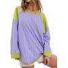 imageAcelitt Women Casual Striped Long Sleeve Crewneck Pullover Tshirts TopsSXXLPurple