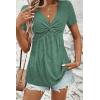 imageAcelitt Womens V Neck Short Sleeve Twist Front T ShirtsSXXLGreen