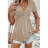 imageAcelitt Womens V Neck Short Sleeve Twist Front T ShirtsSXXLKhaki