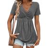 imageAcelitt Womens V Neck Short Sleeve Twist Front T ShirtsSXXLGray