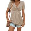 imageAcelitt Womens V Neck Short Sleeve Twist Front T ShirtsSXXLKhaki