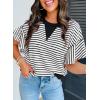 imageAcelitt Women Crewneck Short Sleeve Striped TopsSXXLBlack