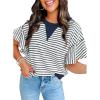 imageAcelitt Women Crewneck Short Sleeve Striped TopsSXXLBlue