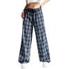 imageAcelitt Womens Plaid Pajamas Pants Casual Loose Elastic Waist Comfy Lounge Pants Baggy Sleep Bottoms with PocketsBlue