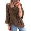 imageAcelitt Womens Casual Lightweight Crewneck Long Sleeve Knit Sweater Tops SXXLBrown