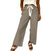 imageAcelitt Women Elastic High Waist Striped Pants SXXLKhaki