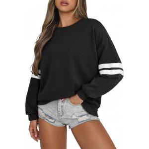 imageAcelitt Women Casual Long Sleeve Crewneck Color Block Sweatshirts PulloverSXXLBlack