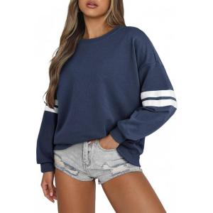 imageAcelitt Women Casual Long Sleeve Crewneck Color Block Sweatshirts PulloverSXXLBlue