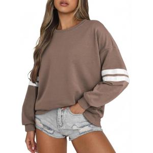 imageAcelitt Women Casual Long Sleeve Crewneck Color Block Sweatshirts PulloverSXXLKhaki
