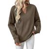 imageAcelitt Women Casual Long Sleeve V Neck Sweatshirts Pullover TopsSXXLBrown