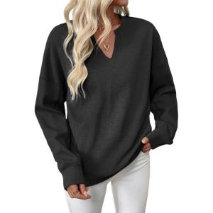 imageAcelitt Women Casual Long Sleeve V Neck Sweatshirts Pullover TopsSXXLBlack