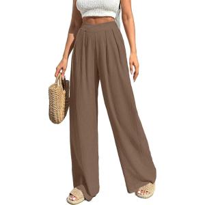 imageAcelitt Womens Casual Lightweight Palazzo Pants SXXLBrown