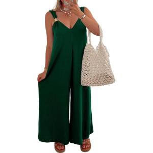 imageAcelitt Womens Sleeveless Wide Leg Jumpsuits with PocketsSXXLGreen