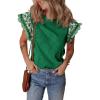 imageAcelitt Womens Summer Ruffle Short Sleeve Top Crewneck T Shirts Boho Floral Trim Casual BlousesDark Green