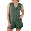 image:imageAcelitt Womens Rompers Summer Casual V Neck Sleeveless Overalls Loose Shorts Jumpsuit with PocketsMist Green